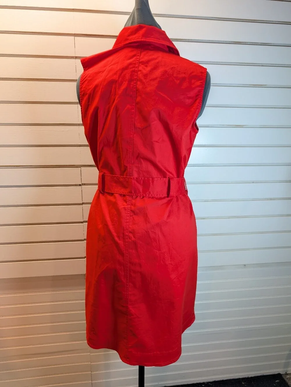 CAbi Poppy Red Convertible Trench Coat Red Jacket Style #334 Sz 8 EUC